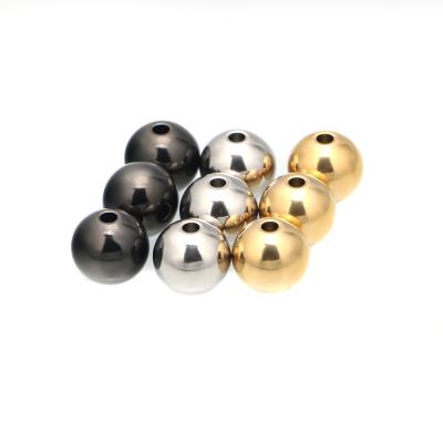 China Beads For Jewelry Making 10mm Stainless Steel Gold Plated Round Beads Jewelry Accessories Spacer Beads For Bracelet Necklace Making for sale