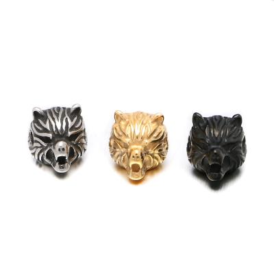 China Jewelry Making Mestylish 11*14mm Wolf Heads Stainless Steel Spacer Beads Plated Bracelet Accessories Men DIY Bracelets For Jewelry Making for sale