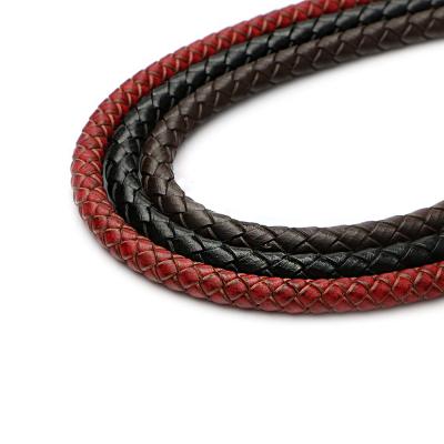 China Leather Rope Vintage Braided Rope 8mm Colorful Genuine Leather Rope Custom For Wrist Bracelet Necklace DIY Handwoven Jewelry for sale