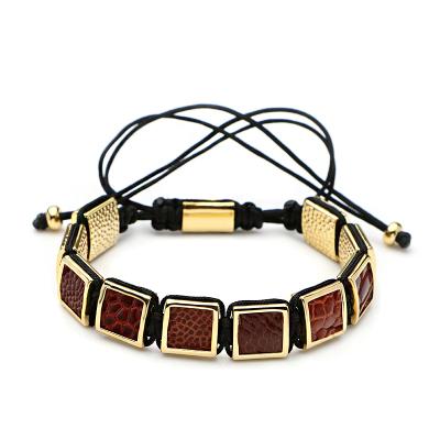 China Hot FASHIONABLE Tigereye Zircon Beads Jewelry Bangle Adjustable Leopard Charm Head Bracelet for sale