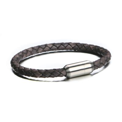 China Facyory Newest Direct Selling Fashionable Men's Four Color Magnetic Clasp Stainless Steel Leather Bracelet for sale