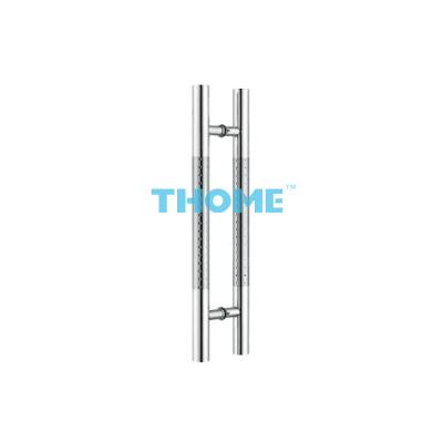 China Modern Square Pipe Stain Stainless Steel Glass Door Handles for sale