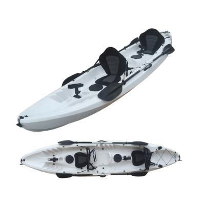 China China Wholesale HDPE LLDPE 2+1 Person Sit In Canoe / Canoe Fishing Kayak With Pedal for sale