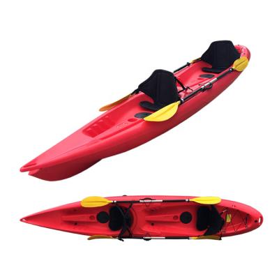 China Professional High Quality HDPE Double Seat Angler Kayak 2 Person Sit In Sea Kayak Kayaks Fishing Boat With Rudder for sale