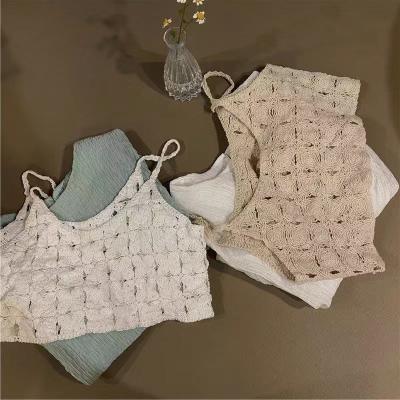 China Beautiful Cotton Vest Women Water Soluble Short Sleeveless Decorative Garment Accessories for sale