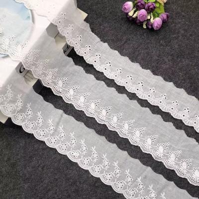 China Shrink-resistant fancy embroidery eyelet lace trim embroidered eyelet cotton lace for sale