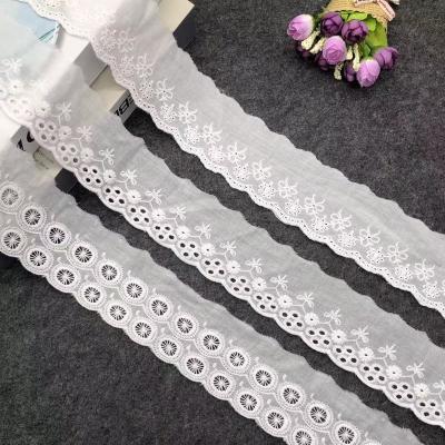 China Fancy Shrink-Resistant 100% Cotton Scalloped Eyelet Trimming Lace For Baby Woman Garment for sale