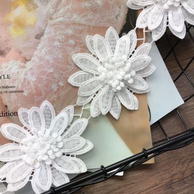 China 100% Polyester Viable Fabric, White Embroidery Lace Guipure Lace Trim for sale