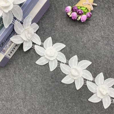 China wholesale decorative 3D lace trim embroidery wedding trim white guipure lace for sale