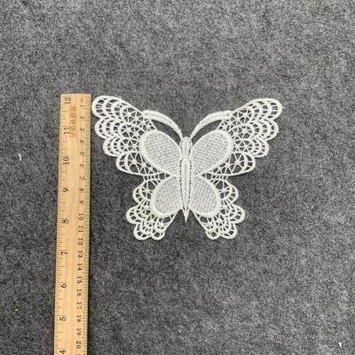 China Water Soluble Polyester Nylon 3d White Embroidered Butterfly For Clothing for sale