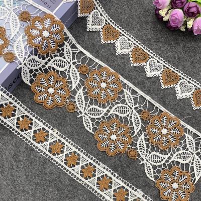 China Water Soluble Net Embroidered Coffee Lace Trim Factory Direct Selling for sale