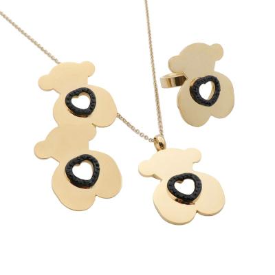 China 2022 New Casual/Sporty Trendy Luxury Animal Earrings Necklace Gold Jewelry Sets Stainless Steel Jewelry Set For Women Pendant Necklace for sale