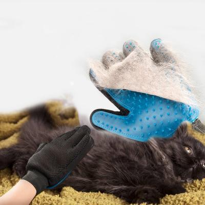 China Stocked Pet Bath Massage Silicone Pet Deshedding Hair Remover Grooming Mitt Dog Brush for sale