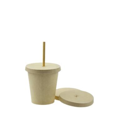 China Disposable Takeaway Bamboo Coffee Cup With Lid Ice Cream Paper Lid PLA Coated Pulp Cup Lids for sale