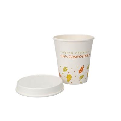 China Recyclable PLA Coated Beverage Paper Cups 100% Compostable Paper Coffee Cups With Lids Pulp Cup for sale