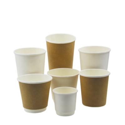 China Disposable Custom Smooth Logo Printed Design Coffee Cup Double Wall Hot Cups With Lid for sale