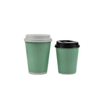 China Custom Printed Disposable Double Embossed Paper Cups Ripple Double Wall Wall Beverage Cup for sale