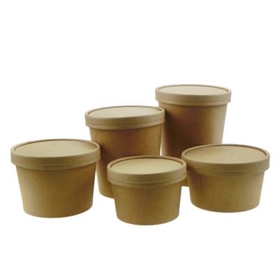 China Disposable Paper Food Bowl Paper Cup Packaging Container Soup Food Packing Disposable Paper Bowl for sale