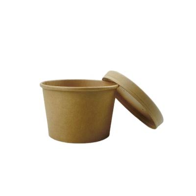 China 8oz Disposable Kraft Paper Food Container Factory Supply Customized Paper Bowl Soup Cup Disposable Paper Food Bowl for sale