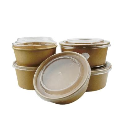 China Disposable High Quality Custom Printing Paper Salad Bowl With Lid Kraft Paper Salad Bowl for sale