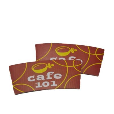 China Customized Disposable Disposable LOGO Printed Hot Coffee Cups Holder Paper Cup Sleeve Wrapping Paper Sleeve for sale