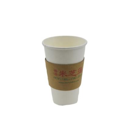 China Disposable Takeaway Paper Cup Sleeves Kraft Paper Cup Custom Sleeve Paper Coffee Cups With Lids And Sleeve for sale