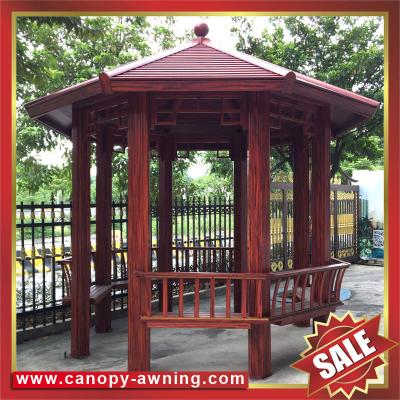 China outdoor backyard garden park wood look style aluminum pavilion gazebo canopy pergola sunshade shelter! for sale