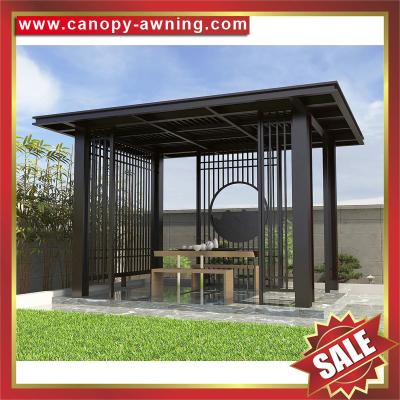 China Outdoor Public garden park wood look alu Aluminium aluminum gazebo pavilion rain sun canopy shelter cover for sale for sale