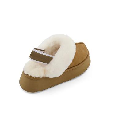 China Round Cotton Slippers Plush Home Slippers For Woman Sheepskin Fur Slippers for sale