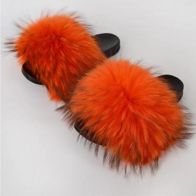 China Custom Made Faux Fur Sandals Thermal Furry Slide Sandals Women Fashion Fur Slides for sale