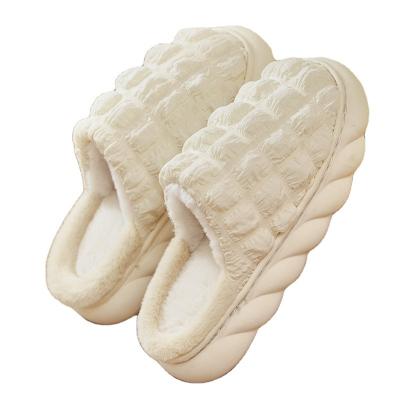 China Fashion Trend Slippers Women's Wear Cotton Slippers Solid Color Warm Thick Bottom Couples Slippers Winter Breath Plush Indoor Home Shoes for sale