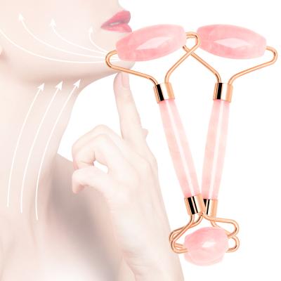 China Jade Massager Facial Machine Roller Face Roller Massage Rose Quartz Face Lift Slimming Massager Body Neck Head for sale