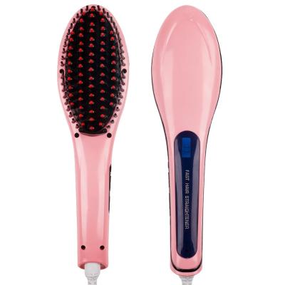 China Hotel Hair Brush One Step Electric Hair Straightener Sweep Ceramic Quick Heating Electric Brush Comb with Display for sale