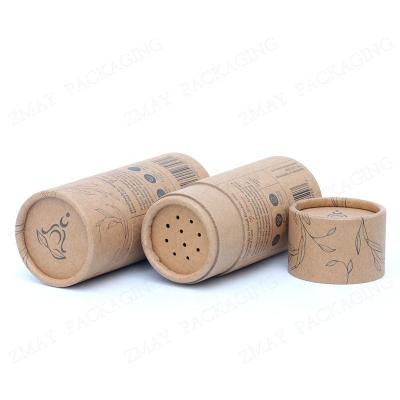 China Recycled Materials 100% Biodegradable Empty Dusting Powder Kraft Paper Tube With Cardboard Strainer Insert On Top Dry Paper Shampoo Container for sale