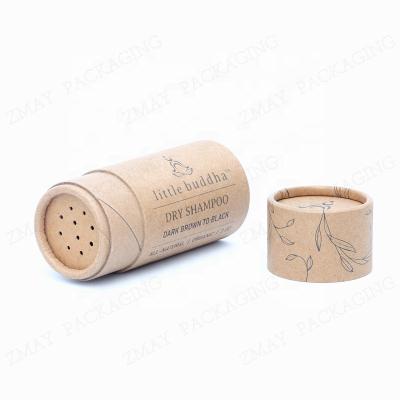 China Recycled Biodegradable Materials Powder Paper Packaging Box Paper Cosmetic Loose Tube With Cardboard Sieve Insert For Dry Shampoo Powder for sale