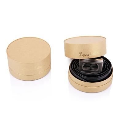 China Eco Friendly Biodegradable Kraft Paper Round Box For Men Belts Paper Tube Cylinder Shape Gift Packing Cardboard Box for sale