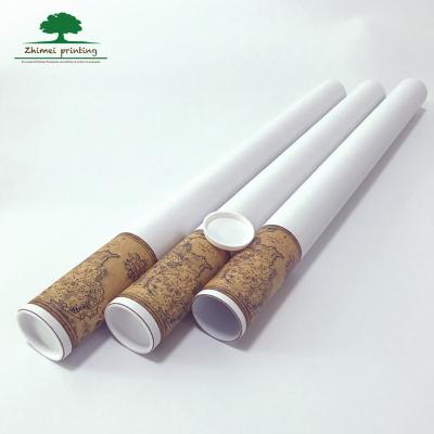 China Handmade Eco Friendly Custom Printing Paper Mailing Tubes Shipping Tube With Plastic Caps for sale