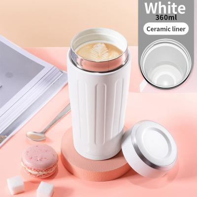 China Business Customization 360ml 240ml Stainless Steel Coffee Tumbler Gift Vacuum Thermos Ceramic Drinks Mug With Lid Travel Flask for sale