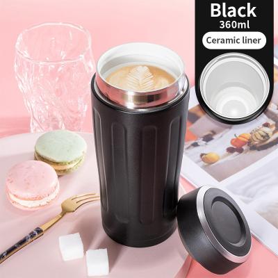 China Cheap Business 360ml Insulated 240ml Travel Mugs With White Ceramic Inner Vacuum Stainless Steel Thermal Coffee Mug White Mini Tumbler for sale