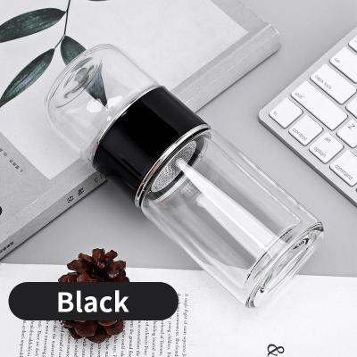 China Sustainable Hot and Hot Beverage Tumbler Glass Double Wall Tumblers Tea Bottle 2 Separate Cups Into 1 Office Use Coffee Glass Bottle for sale