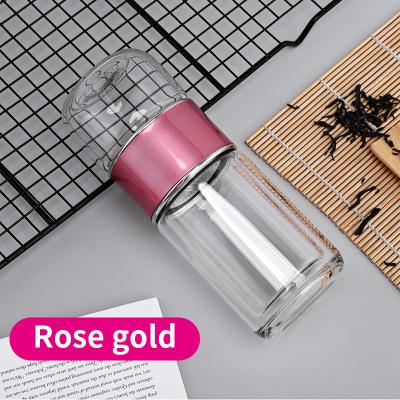 China Mini Double Wall Insulated Glass Sustainable Tea Water Bottle With Lid Leakproof Clear Glass Tumbler Tea Cup for sale