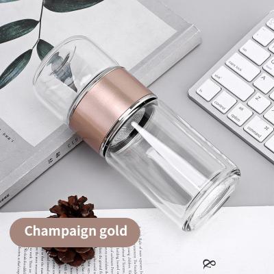 China Popular Viable Design Travel Coffee Mug Borosilicate Glass Cup Insulated Water Bottle With Filter for sale