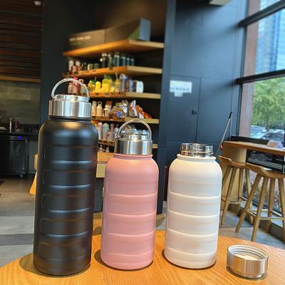 China Business Large Capacity Sports Double Walled Water Bottle With Handle Custom Logo Thermal Cups With Lids Tumbler for sale