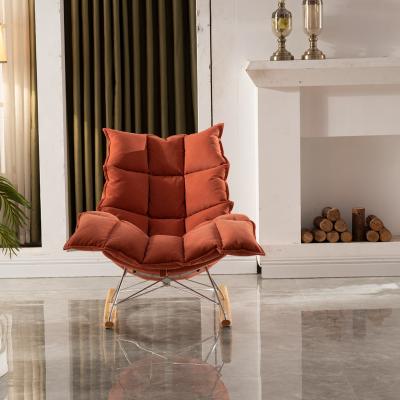 China SF1030 Velvet Metal Leg Fabric Cushion Living Room Design Other Nordic Simple Comfortable Rocking Sofa Recliner Bedroom Chair for sale