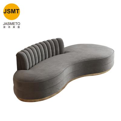 China Extended Sofa Living Room Fabric Living Room Upholstered Sofa Gray Modern Luxury House Gray Velvet Round Shape Extended Couch Chair for sale