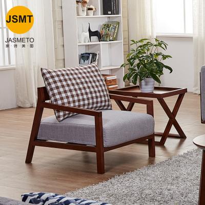 China Nordic Simple Reclining Extended Wood Armchair Living Room Who Solid Fabric Sofa Chair Frame Lounge Sofa for sale