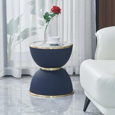 China Other Other Modern Round Marble Table Top With Stainless Steel Frame Fish Ladder Side Table End Table For Home Cafe for sale