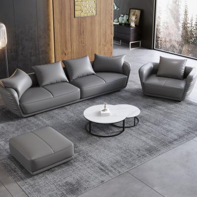 China Modern Simple Nordic Light Luxury Sofa For Three Person Extended Layer Extended Italian Minimalist Leather Whip Head Sofa Corner Sofa for sale