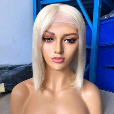 China Short Lace Front Bob Wig Human Hair Wave Hair Wig Vendor Brazilian Blonde Silky Straight 613 Full Lace Wigs for sale