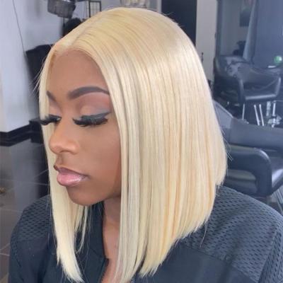 China 8-14 Inch Soft Smooth Thick Shedding Barely Hair Lace Front Wig 613 Blonde Bob Wigs Hd Lace Front Wigs Brazilian Blonde 613 for sale